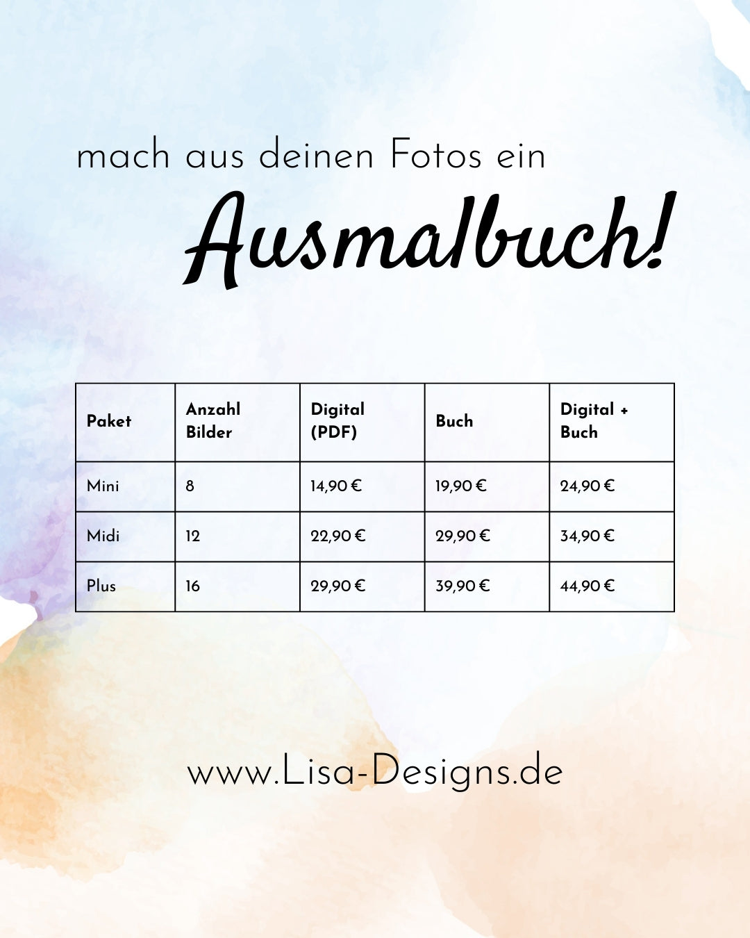 Personalisiertes Ausmalbuch – Deine Fotos als liebevolle Malvorlagen | zum Muttertag, Vatertag, Geburtstag, Hochzeit, Junggesellenabschied