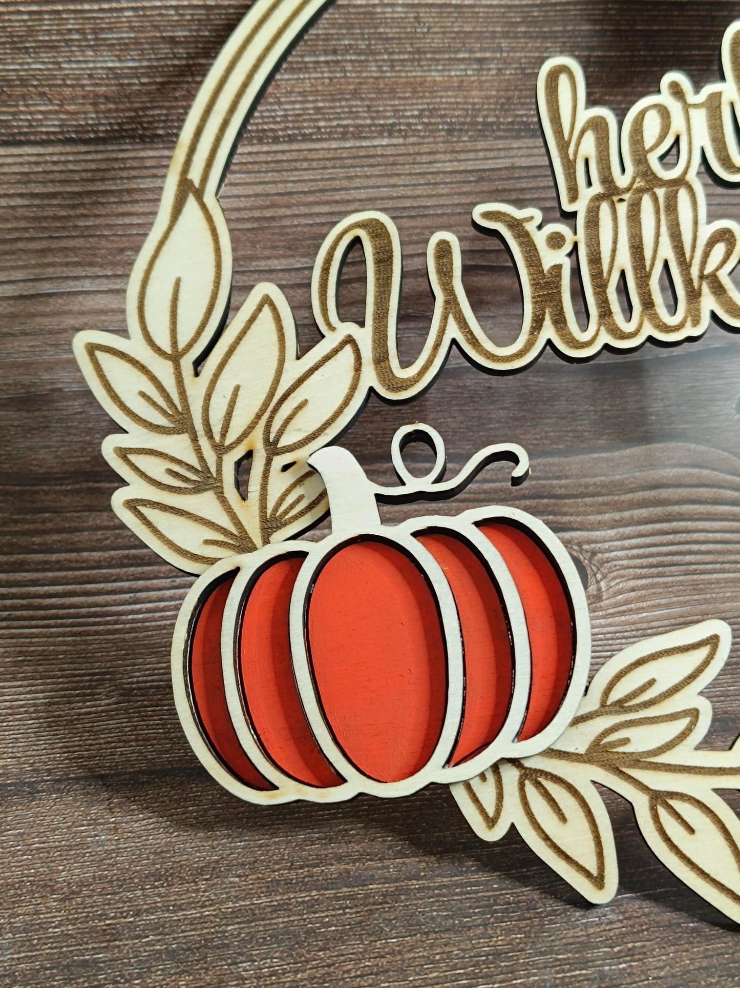 Türkranz "herbstlich willkommen" mit Kürbis, Herbstkranz, in verschiedenen Farben erhältlich