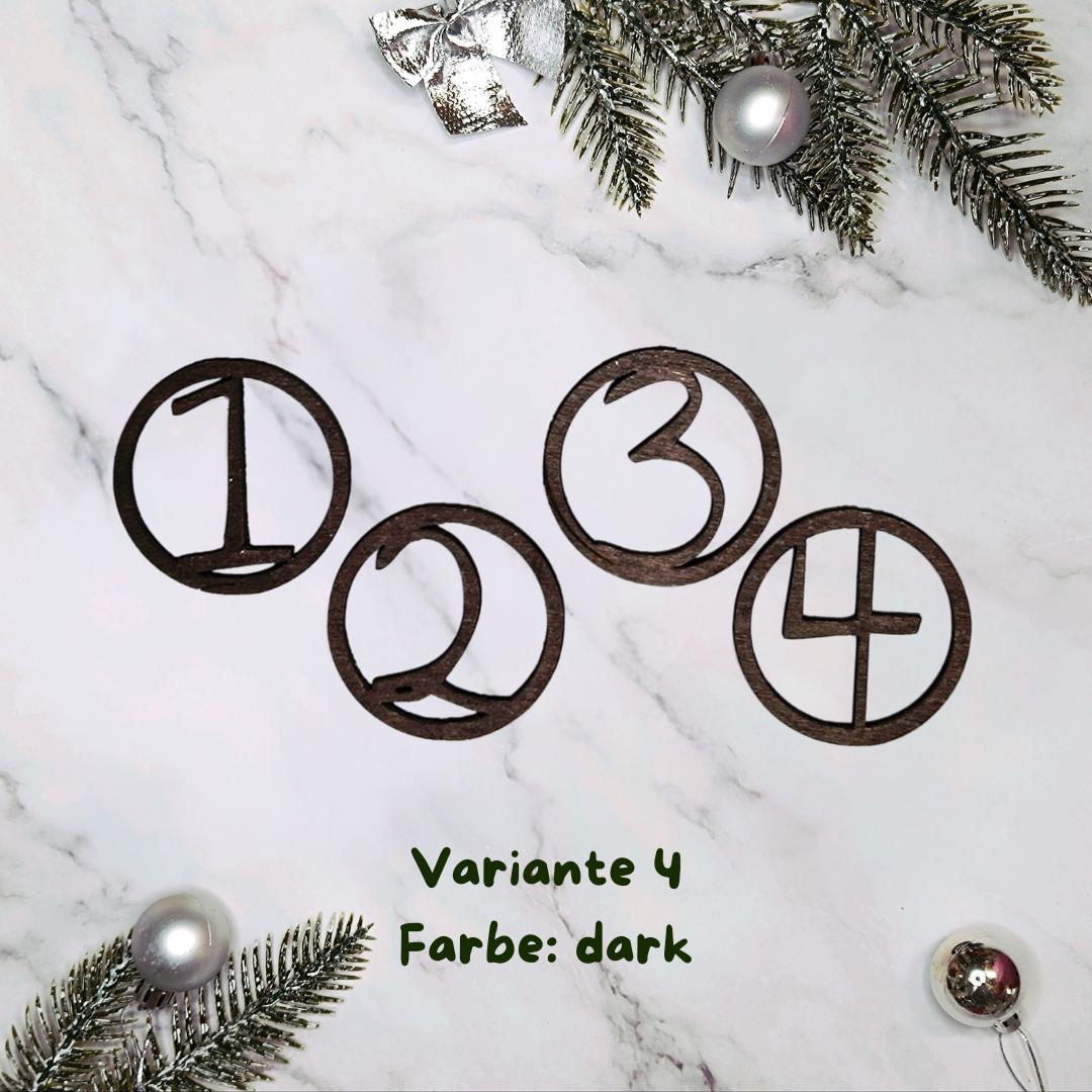 Adventskranzanhänger "Talvi" für Adventskranz-Kerzen in zwei Größen, Weihnachtkranzanhänger, Adventszahlen, Nummern für Adventskranz