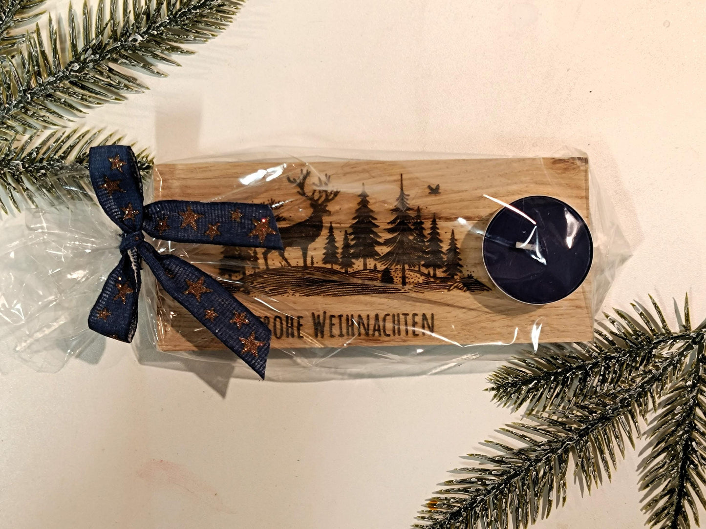 Personalisiertes Geschenk, mit Teelicht – Schön verpackt mit Schleife, verschiedene Motive – Weihnachtsgeschenk, Geschenkidee, Mitbringsel