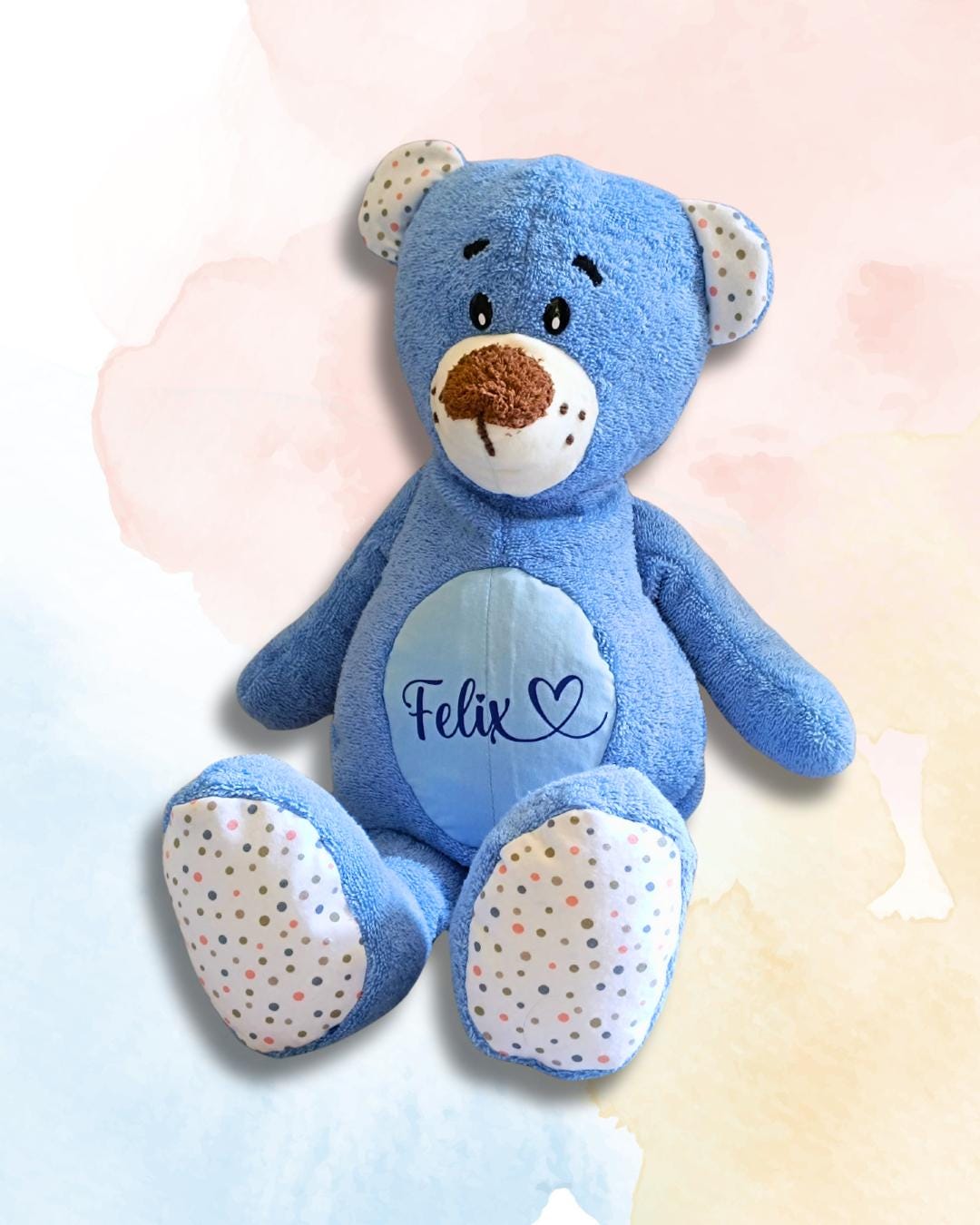 Kuschelbär "Pia" | Geburtsgeschenk Baby | Teddybär | Name, Geburtsdatum und Gewicht | Geschenk zur Geburt | Kuscheltier | Plüschtier | Teddy