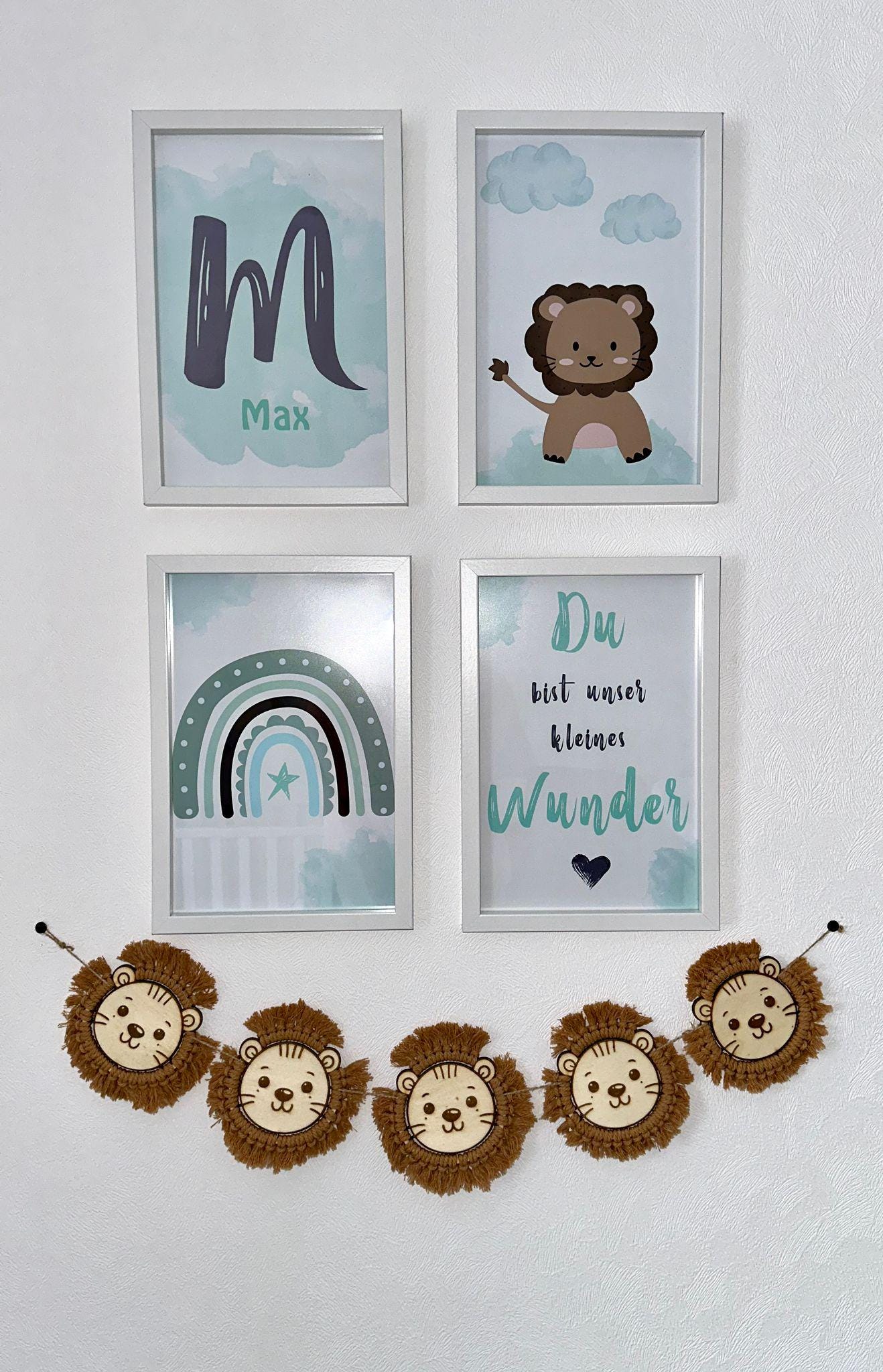 handgemachter Löwenkopf aus Holz & Makramee – süße Kinderzimmerdeko, Wanddeko Tiermotiv, Babyzimmer, Geschenk, Geburt, Taufe, Geburtstag