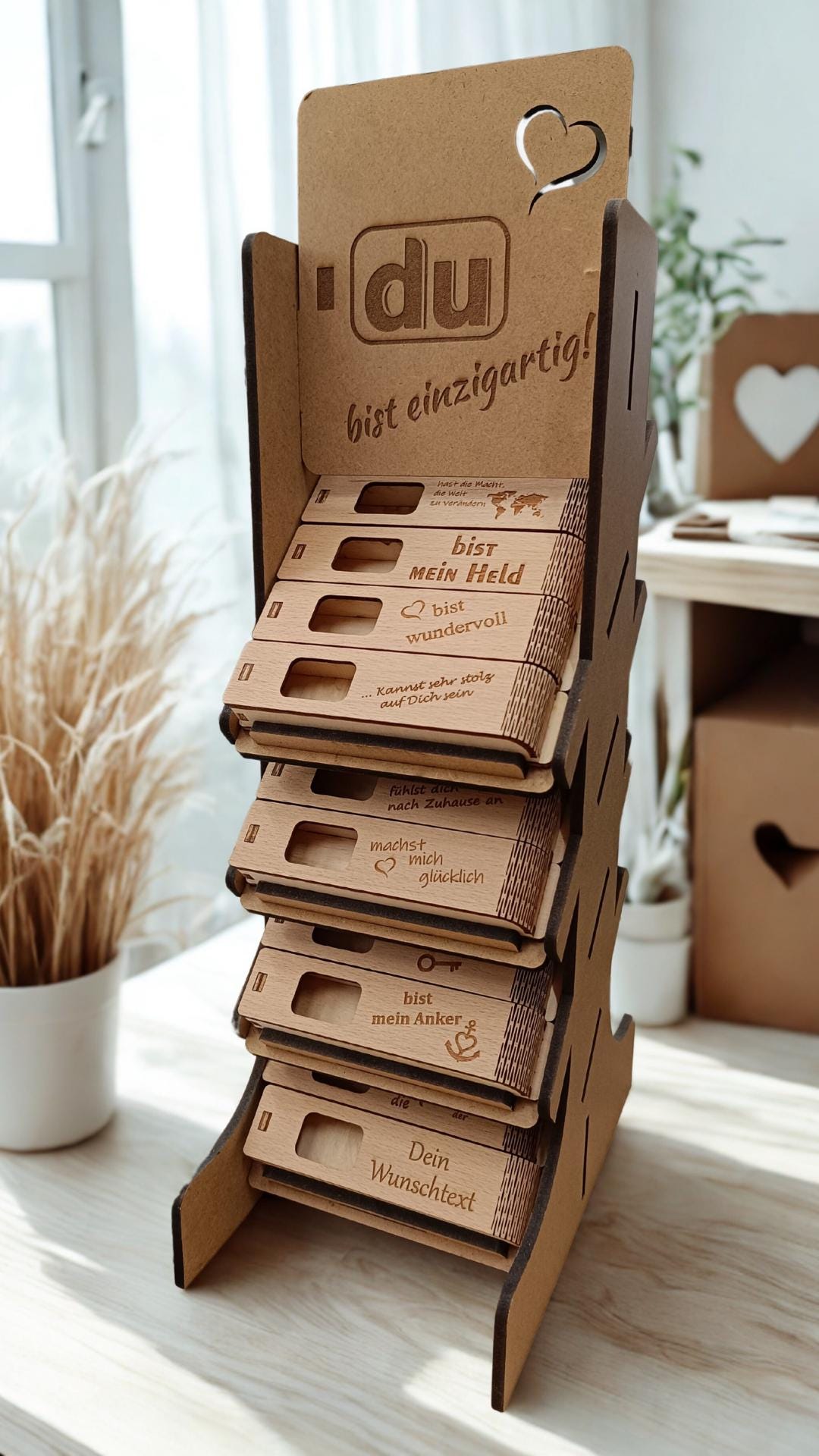 Personalisierte DU-Box aus Holz mit Gravur – Wunschtext & Symbol – Geschenk für Freundin, Mama, Papa, Lehrer, Partner, kleine Aufmerksamkeit
