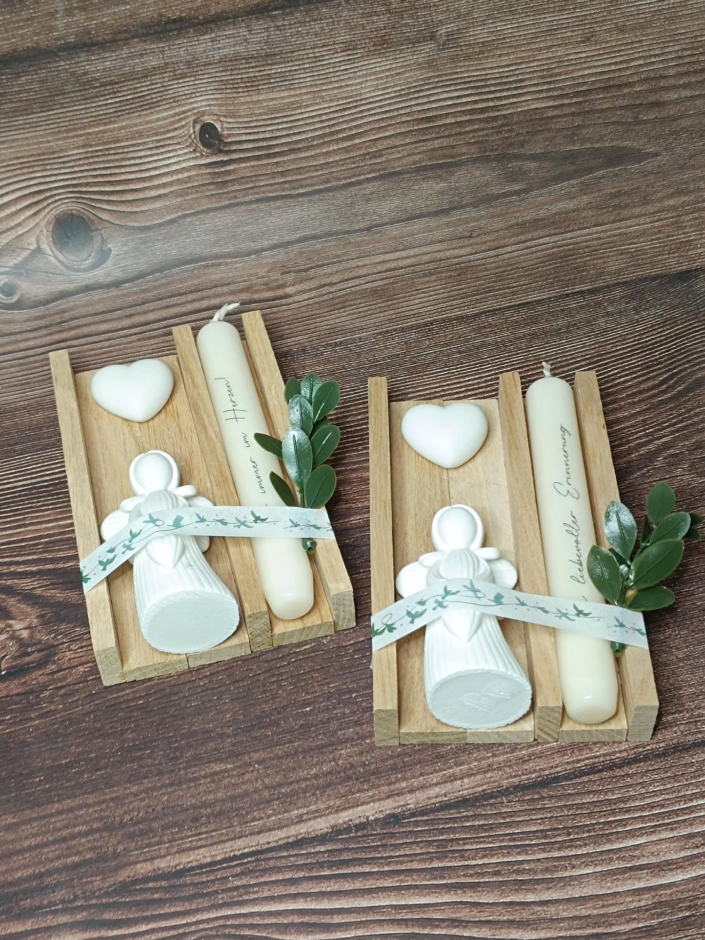 Geschenkverpackung / Geschenkidee mit Engel und personalisierte Kerze mit Wunschtext, als Mitbringsel, kleines Geschenk, Trauer, Kommunion