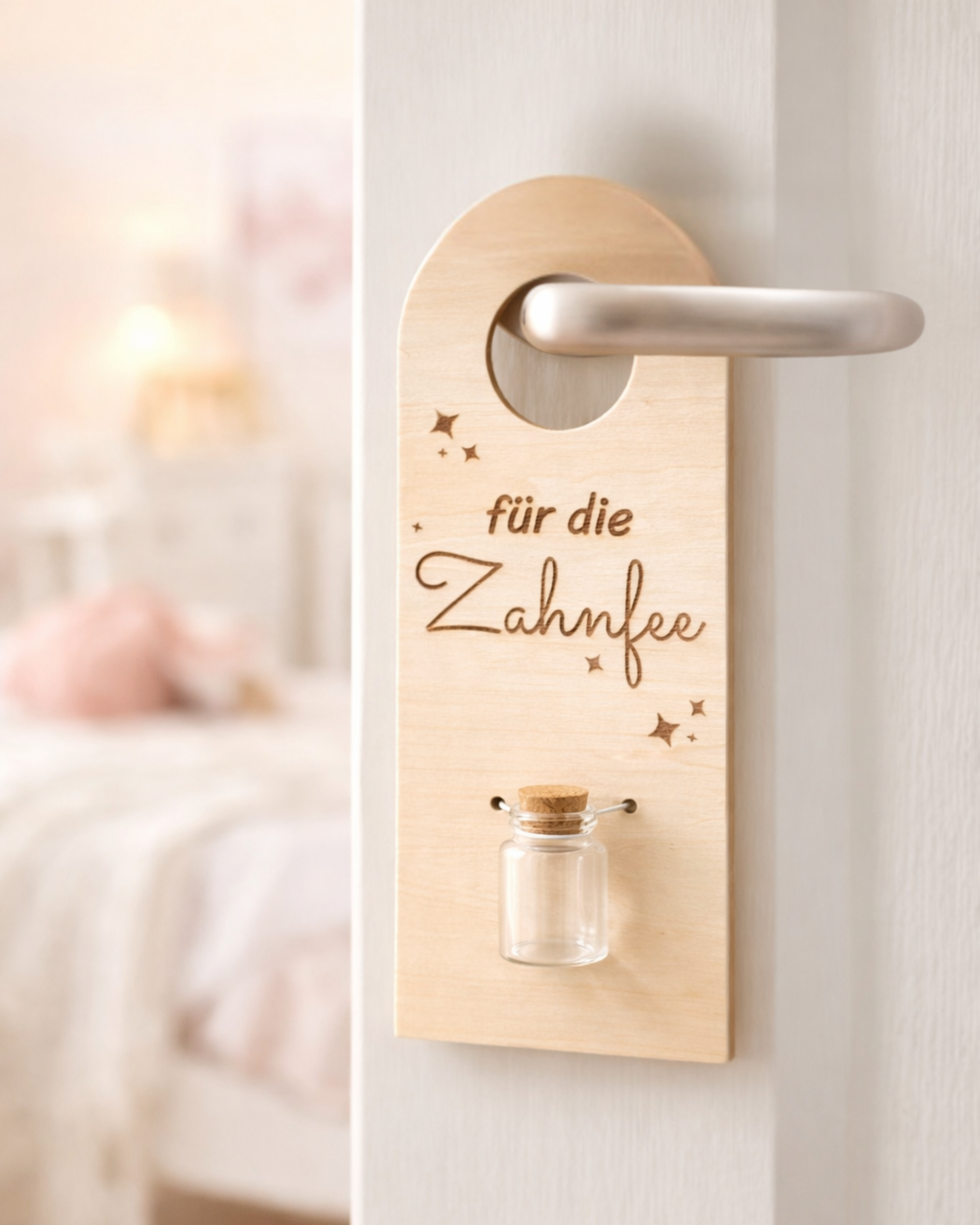 Milchzahnbox mit Türschild für die Zahnfee, personalisierter Name, Aufbewahrung für Milchzähne, als Geschenk zur Einschulung, Geburtstag