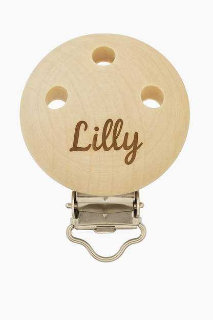 Schnullerketten-Clips aus Holz | personalisiert | mit Namen | Sicher & Speichelfest | DIY Zubehör