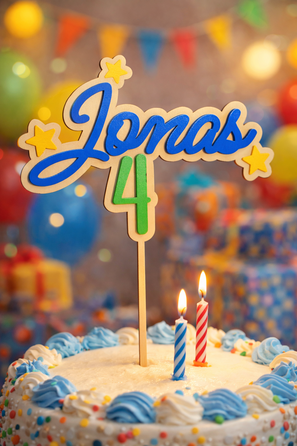 Caketopper / Schriftzug personalisiert mit Namen und Motiv, Blumen, Alter, Zahl, Holz, für Geburtstag oder Jubiläum, personalisierbar