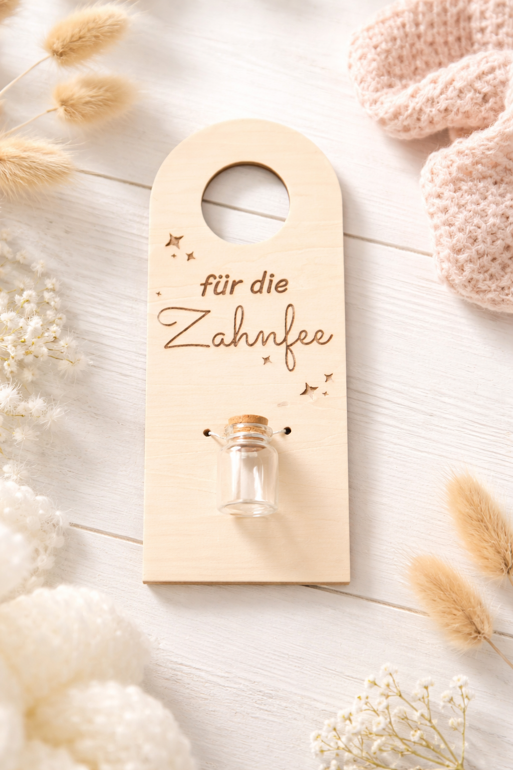 Milchzahnbox mit Türschild für die Zahnfee, personalisierter Name, Aufbewahrung für Milchzähne, als Geschenk zur Einschulung, Geburtstag