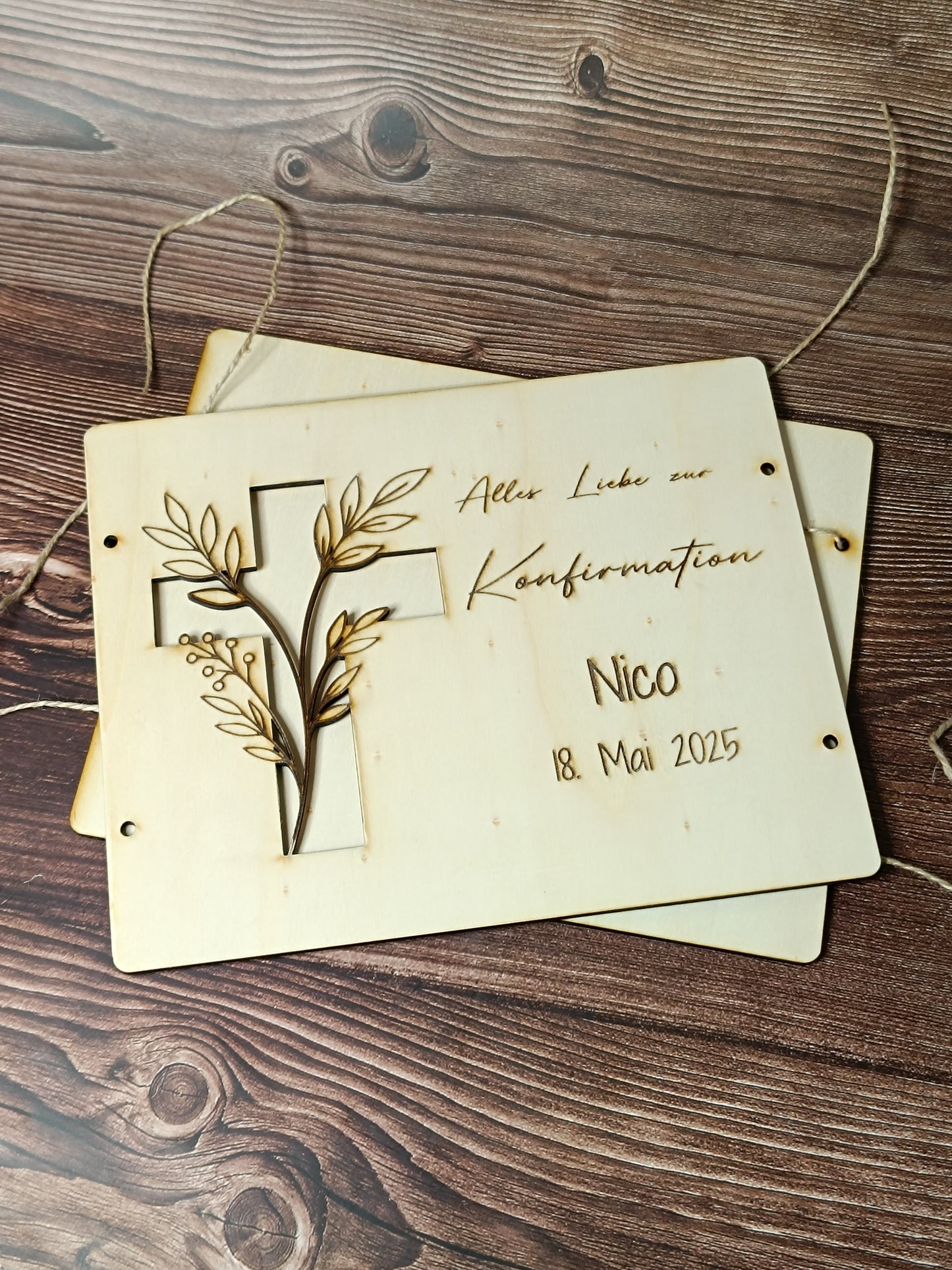 Personalisiertes Geldgeschenk aus Holz mit Gravur – zur Konfirmation, Taufe, Hochzeit oder Trauer – Kreuzform mit Geldfach – versch. Größen