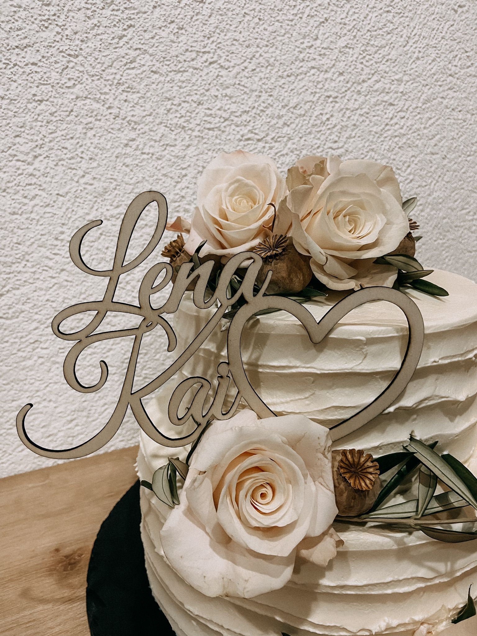 Caketopper / Schriftzug personalisiert mit Namen und Herz