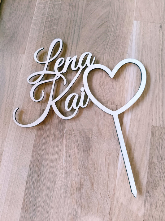 Caketopper / Schriftzug personalisiert mit Namen und Herz