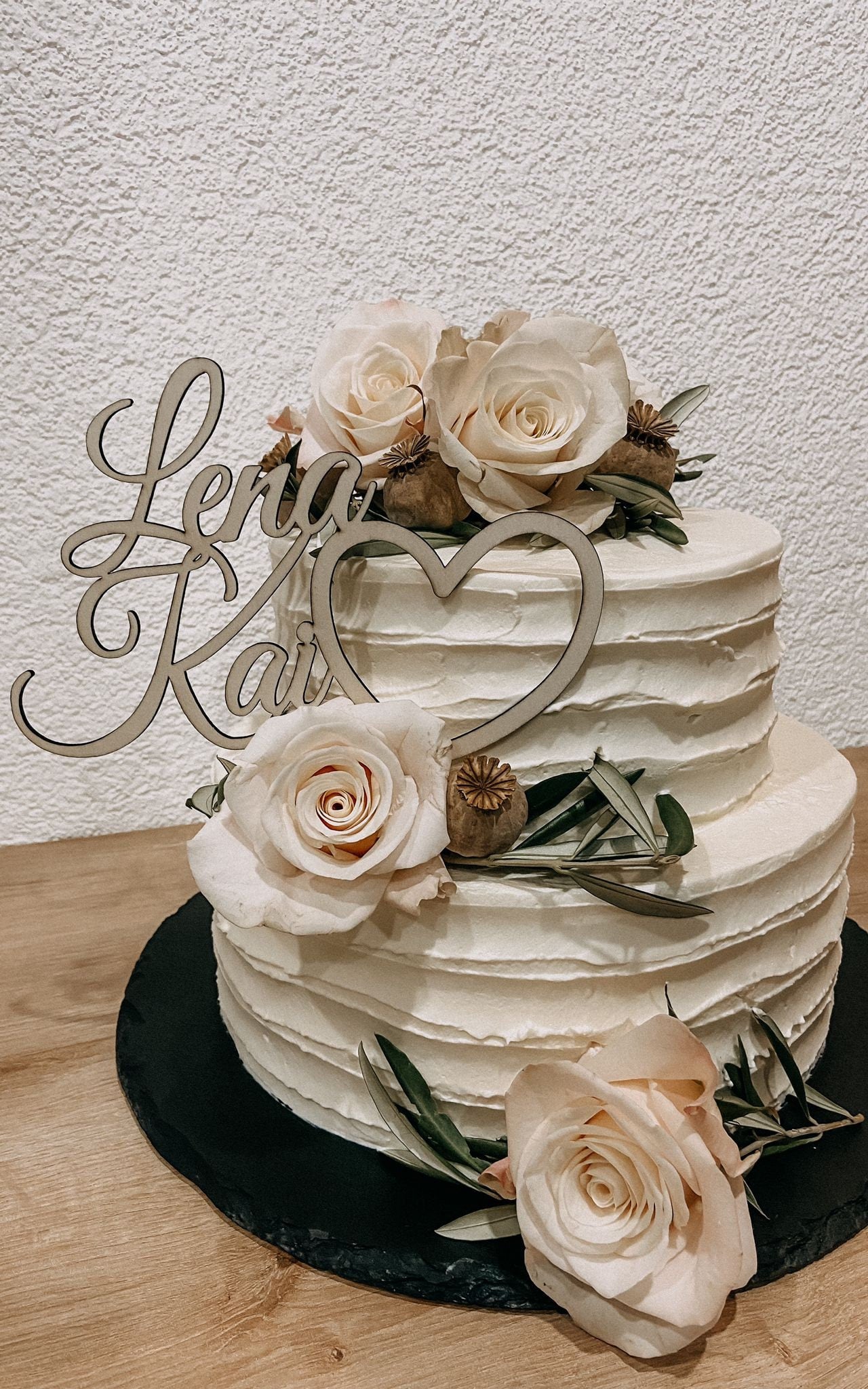 Caketopper / Schriftzug personalisiert mit Namen und Herz