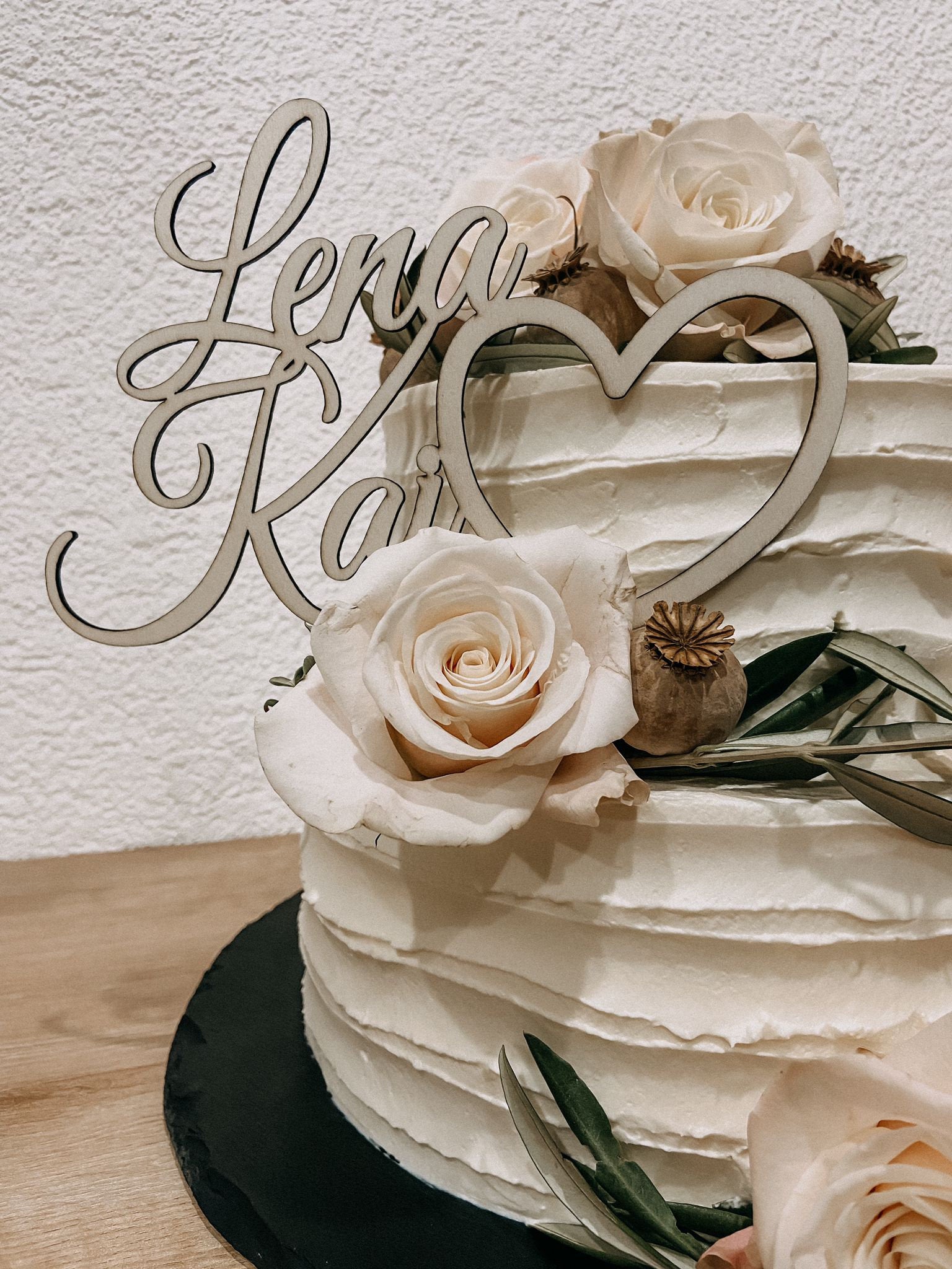 Caketopper / Schriftzug personalisiert mit Namen und Herz