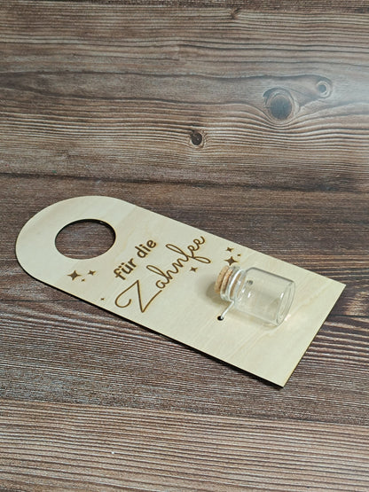 Milchzahnbox mit Türschild für die Zahnfee, personalisierter Name, Aufbewahrung für Milchzähne, als Geschenk zur Einschulung, Geburtstag