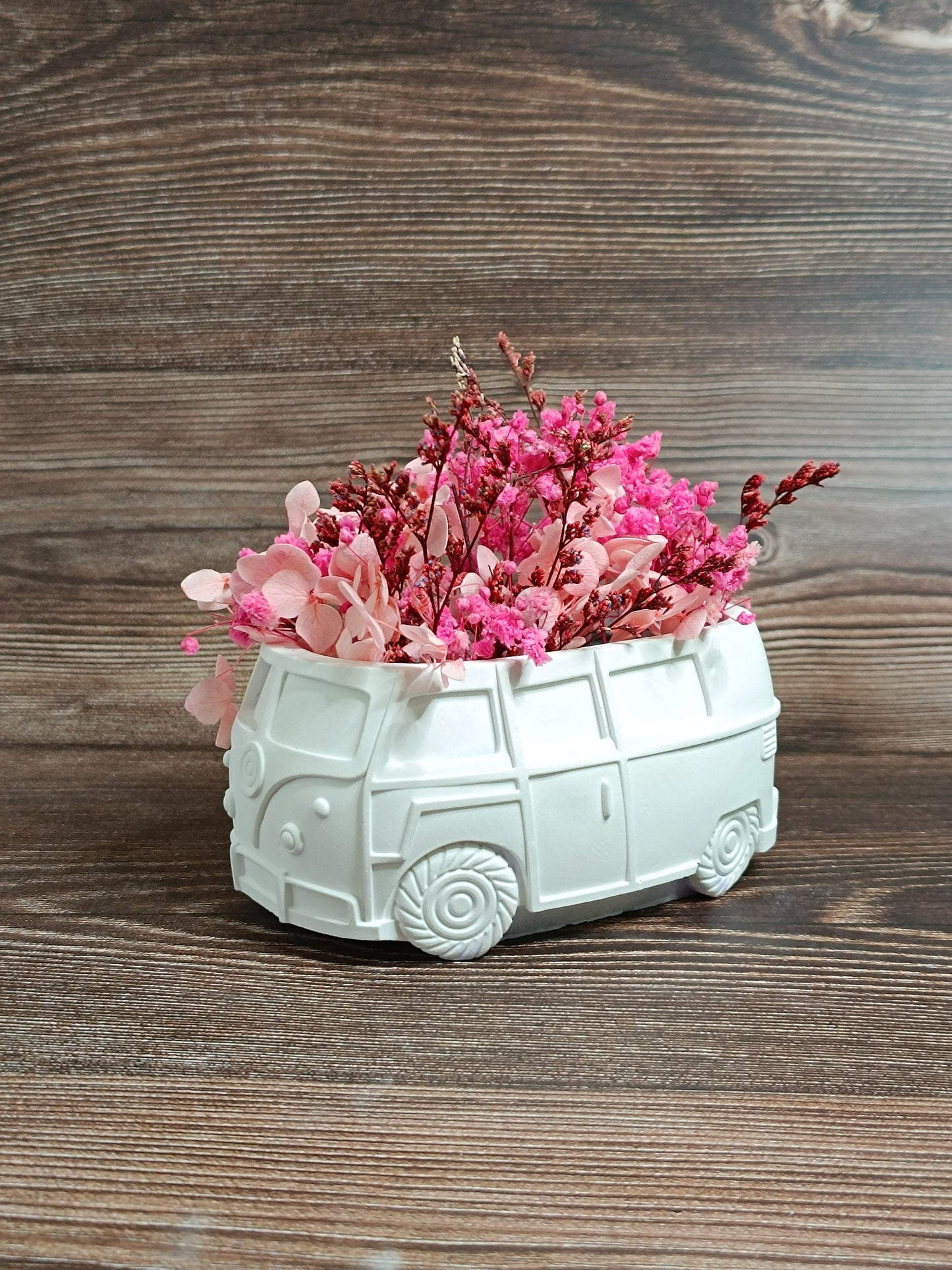 Blumentopf &quot;Bulli&quot;, Bus, mit oder ohne Trockenblumen, als Hochzeitsgeschenk, oder Frühlingsdeko, als Mitbringsel oder für Geldgeschenk