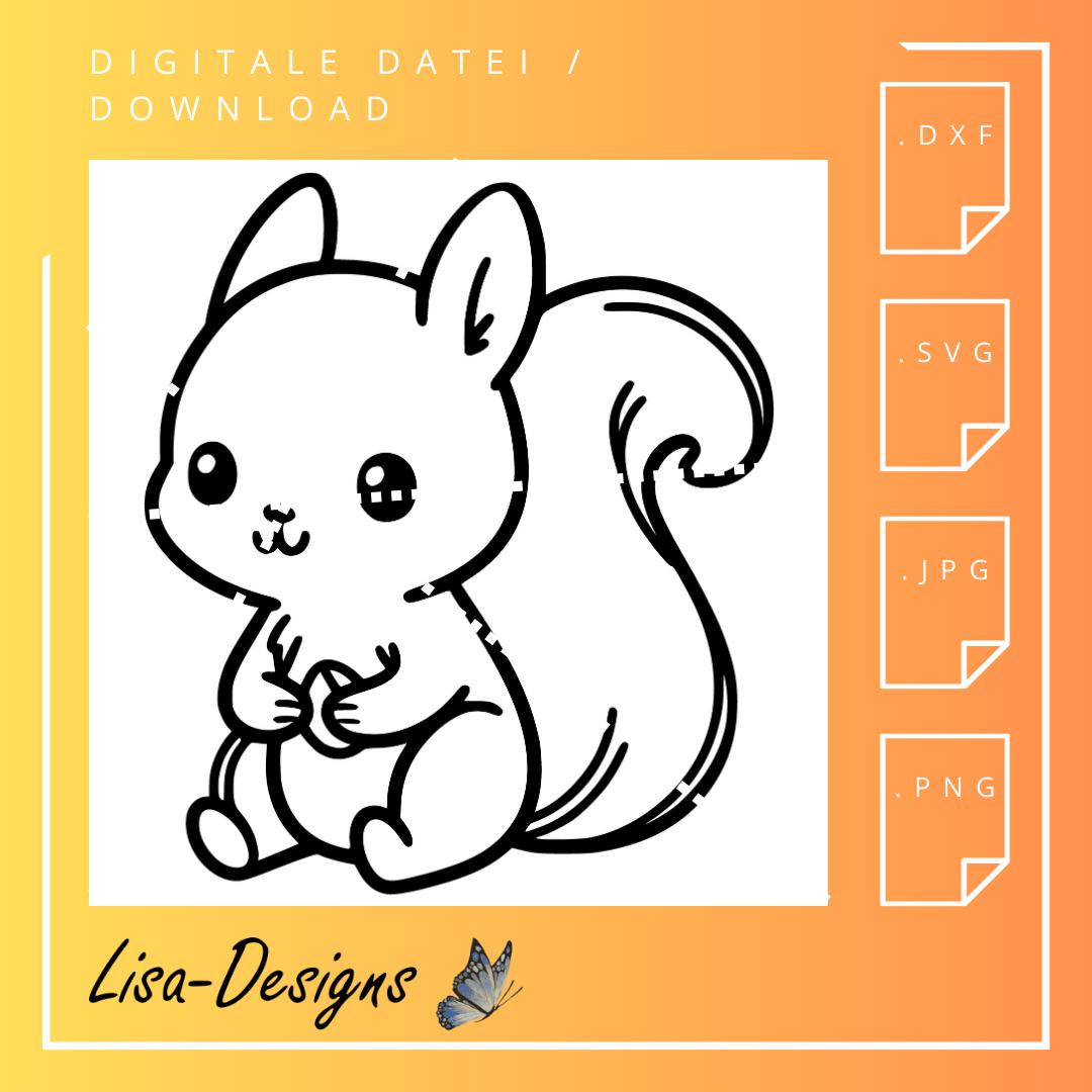 Eichhörnchen digital Download – .svg, .jpg, .dxf, .png Datei für Laser, Plotter, CNC, Kinderzimmer Deko & DIY Tiermotiv