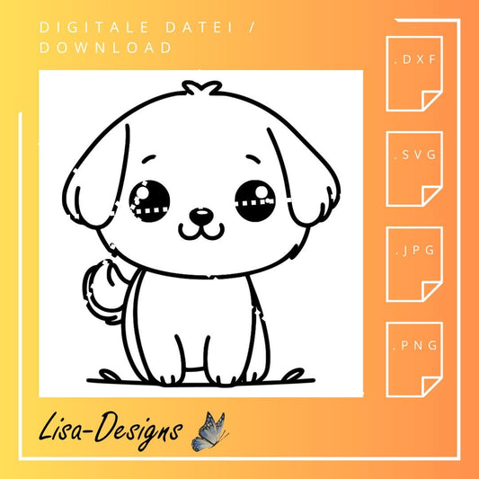 süßer Hund digital Download – .svg, .jpg, .dxf, .png Datei für Laser, Plotter, CNC, Kinderzimmer Deko & DIY Tiermotiv