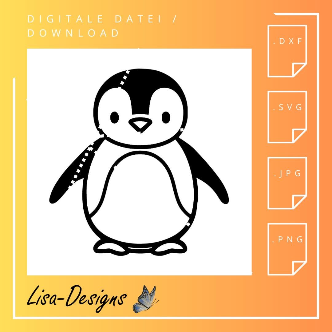 süßer Pinguin digital Download – .svg, .jpg, .dxf, .png Datei für Laser, Plotter, CNC, Kinderzimmer Deko & DIY Tiermotiv