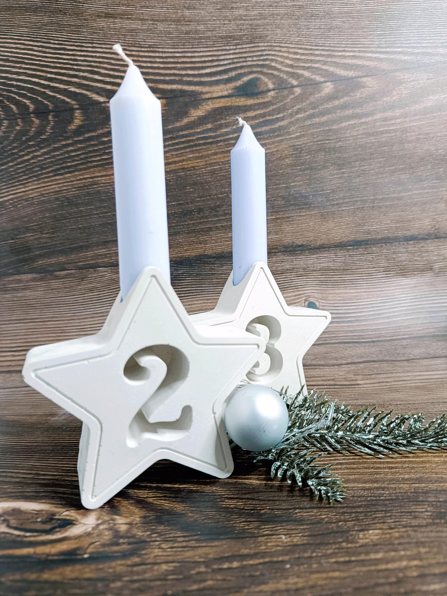 Adventssterne – Weihnachtsdeko mit Einbuchtung für Stabkerzen – Perfekte Tischdeko, Adventskranz, Kerzenhalter, Deko für Weihnachten