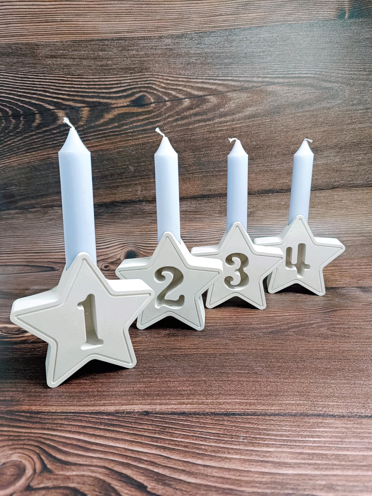 Adventssterne – Weihnachtsdeko mit Einbuchtung für Stabkerzen – Perfekte Tischdeko, Adventskranz, Kerzenhalter, Deko für Weihnachten