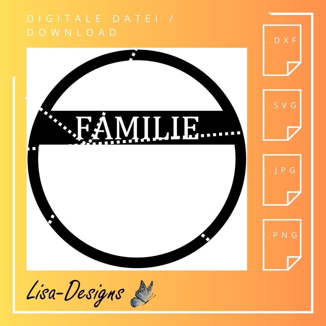 Familie Türkranz / Türschild digital Download – .svg, .jpg, .dxf, .png Datei für Laser, Plotter, CNC, Kinderzimmer Deko & DIY Tiermotiv