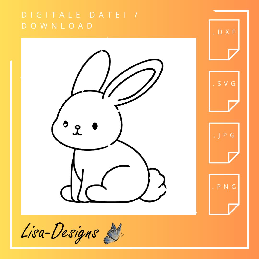 süßer Hase digital Download – .svg, .jpg, .dxf, .png Datei für Laser, Plotter, CNC, Kinderzimmer Deko & DIY Tiermotiv