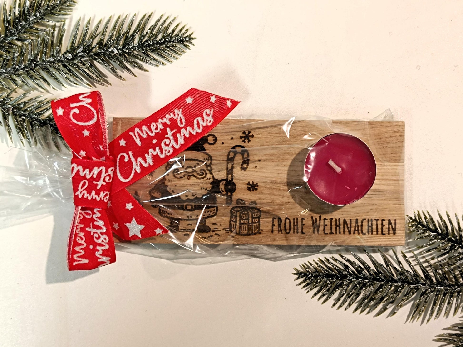 Personalisiertes Geschenk, mit Teelicht – Schön verpackt mit Schleife, verschiedene Motive – Weihnachtsgeschenk, Geschenkidee, Mitbringsel