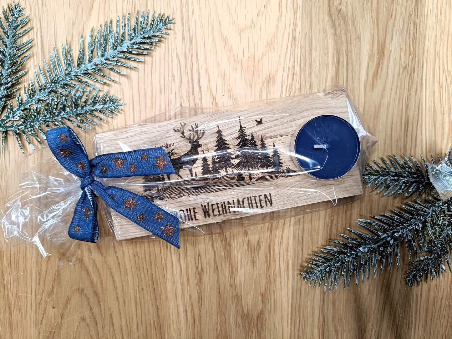 Personalisiertes Geschenk, mit Teelicht – Schön verpackt mit Schleife, verschiedene Motive – Weihnachtsgeschenk, Geschenkidee, Mitbringsel