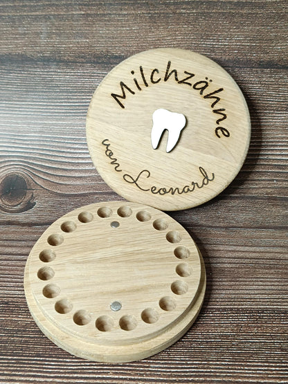 Milchzahnbox mit Türschild für die Zahnfee, personalisierter Name, Aufbewahrung für Milchzähne, als Geschenk zur Einschulung, Geburtstag