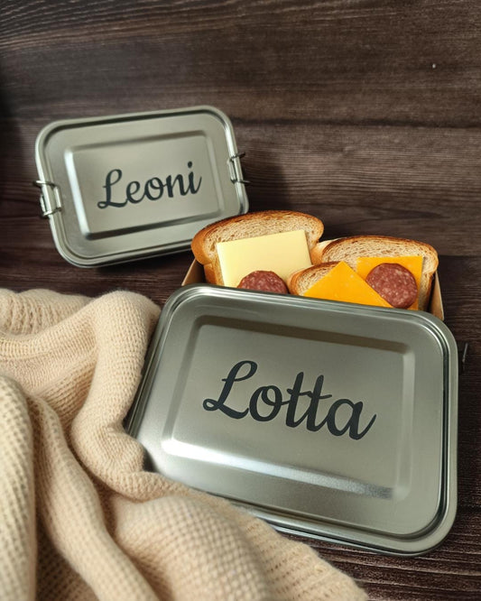 personalisierte Brotdose aus Edelstahl | Lunchbox mit Namen | Kita & Schule | nachhaltige Vesperdose | Geschenk für Kinder | Vesperbox