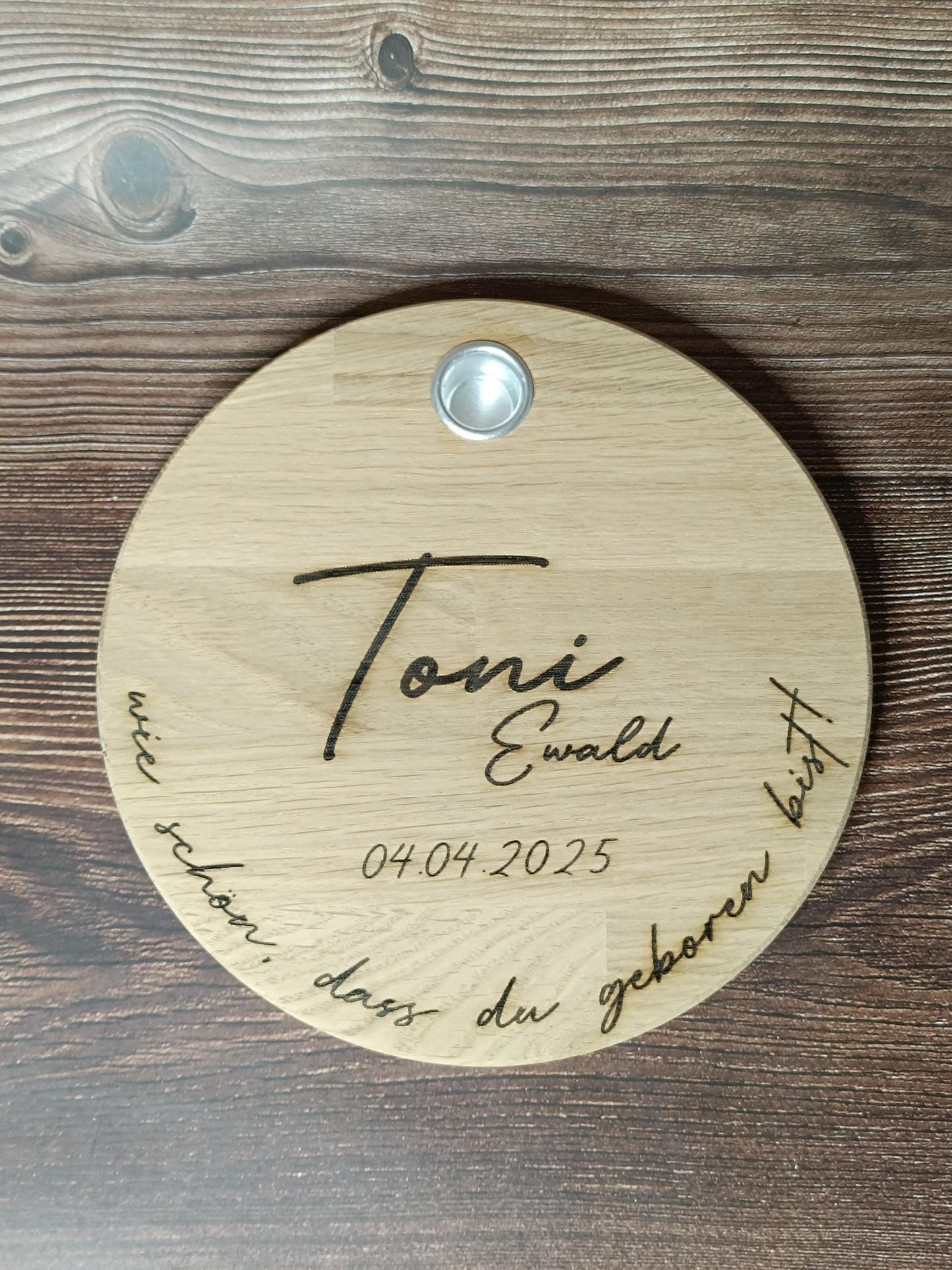 Geburtstagsbrettchen mit individueller Gravierung für Geburtstag mit Wunschtext, personalisierbar, persönlich, originell, aus Holz, Geburt