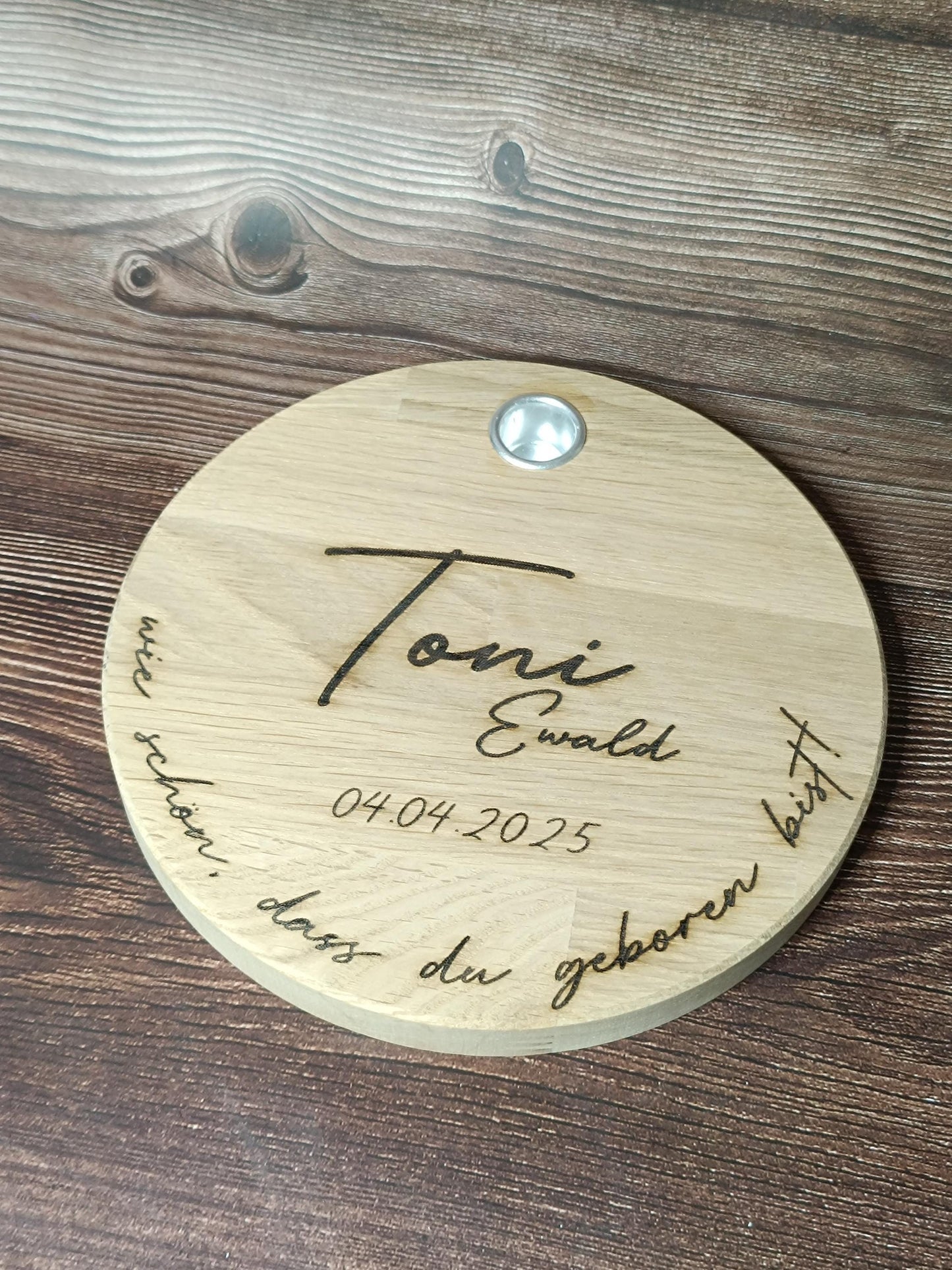 Geburtstagsbrettchen mit individueller Gravierung für Geburtstag mit Wunschtext, personalisierbar, persönlich, originell, aus Holz, Geburt
