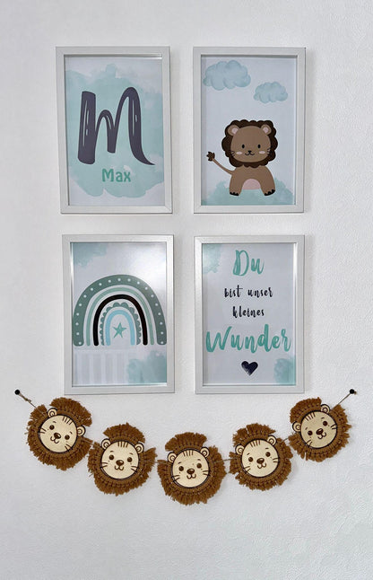 handgemachter Löwenkopf aus Holz & Makramee – süße Kinderzimmerdeko, Wanddeko Tiermotiv, Babyzimmer, Geschenk, Geburt, Taufe, Geburtstag