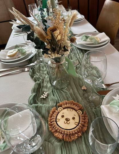 handgemachter Löwenkopf aus Holz & Makramee – süße Kinderzimmerdeko, Wanddeko Tiermotiv, Babyzimmer, Geschenk, Geburt, Taufe, Geburtstag