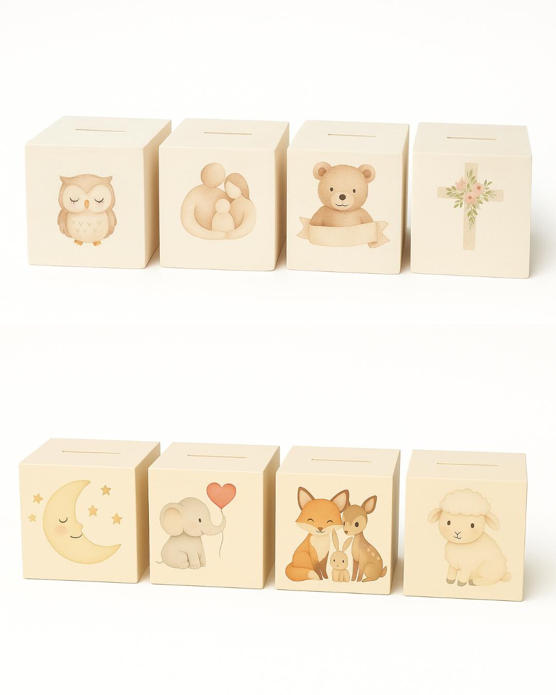 Personalisierte Spardose zur Taufe, Geburt, Hochzeit, Einschulung aus Holz – Geschenk mit Namen & Text individualisierbar, Wunschtext