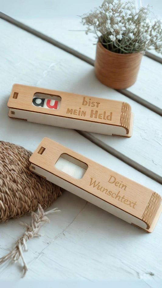 Personalisierte DU-Box aus Holz mit Gravur – Wunschtext & Symbol – Geschenk für Freundin, Mama, Papa, Lehrer, Partner, kleine Aufmerksamkeit