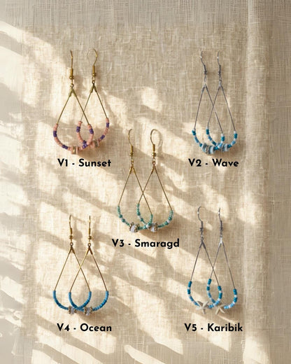 Handgemachte Perlenohrringe in Tropfenform | Boho Ohrringe mit Perlen & Anhängern | Sommer Schmuck Geschenkidee Urlaub | Bohemian Ohrringe