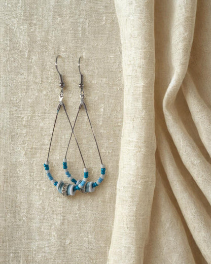 Handgemachte Perlenohrringe in Tropfenform | Boho Ohrringe mit Perlen & Anhängern | Sommer Schmuck Geschenkidee Urlaub | Bohemian Ohrringe