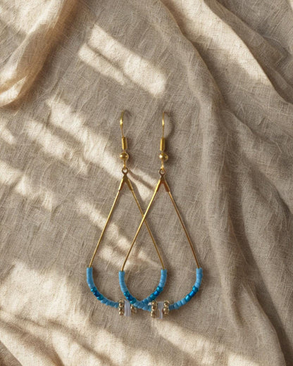 Handgemachte Perlenohrringe in Tropfenform | Boho Ohrringe mit Perlen & Anhängern | Sommer Schmuck Geschenkidee Urlaub | Bohemian Ohrringe