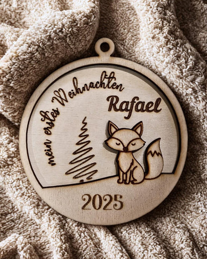 Christbaumschmuck Holz personalisiert, Christbaumkugel mit Gravur, Geschenkidee Weihnachten & personalisierte Geschenke, Baumanhänger
