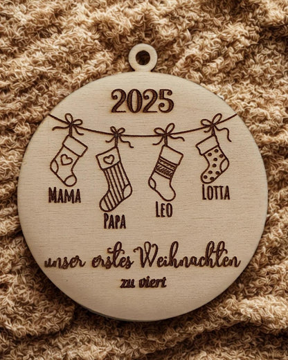 Christbaumschmuck Holz personalisiert, Christbaumkugel mit Gravur, Geschenkidee Weihnachten & personalisierte Geschenke, Baumanhänger