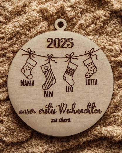 Christbaumschmuck Holz personalisiert, Christbaumkugel mit Gravur, Geschenkidee Weihnachten & personalisierte Geschenke, Baumanhänger