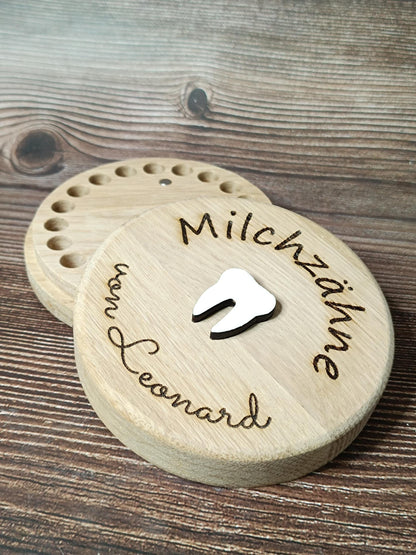 Milchzahnbox mit Türschild für die Zahnfee, personalisierter Name, Aufbewahrung für Milchzähne, als Geschenk zur Einschulung, Geburtstag