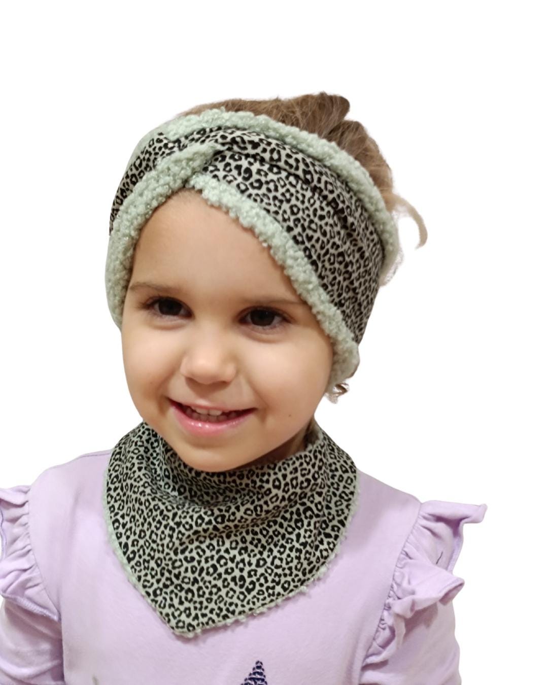 Kinder Halstuch und Stirnband Set | Leo Halstuch Baby & Kind | Teddy Fleece | wendbar | warm und weich | verschiedene Größen und Farben