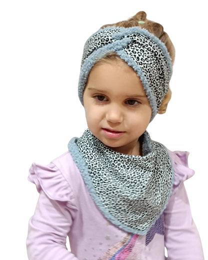 Kinder Halstuch und Stirnband Set | Leo Halstuch Baby & Kind | Teddy Fleece | wendbar | warm und weich | verschiedene Größen und Farben