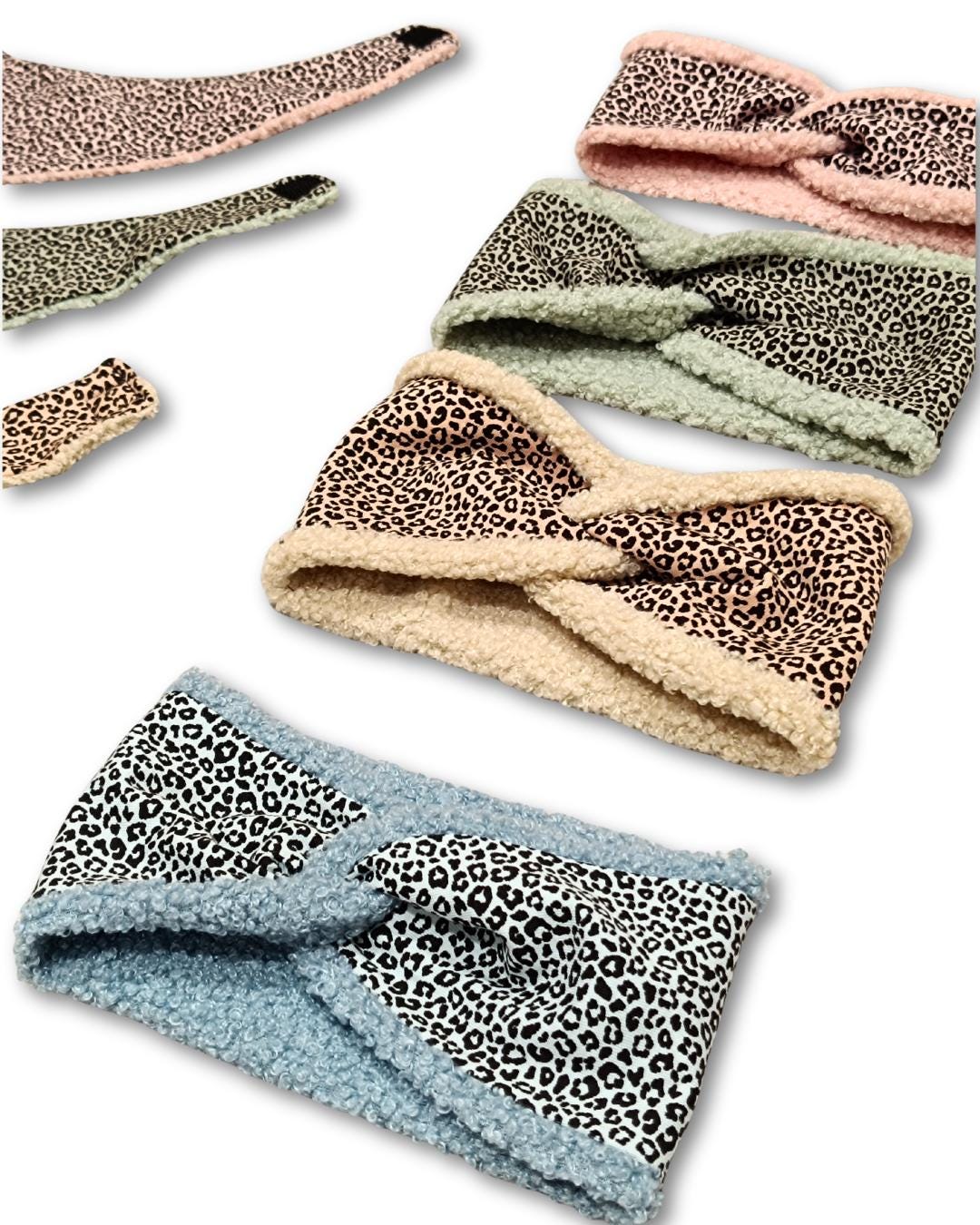 Kinder Halstuch und Stirnband Set | Leo Halstuch Baby & Kind | Teddy Fleece | wendbar | warm und weich | verschiedene Größen und Farben