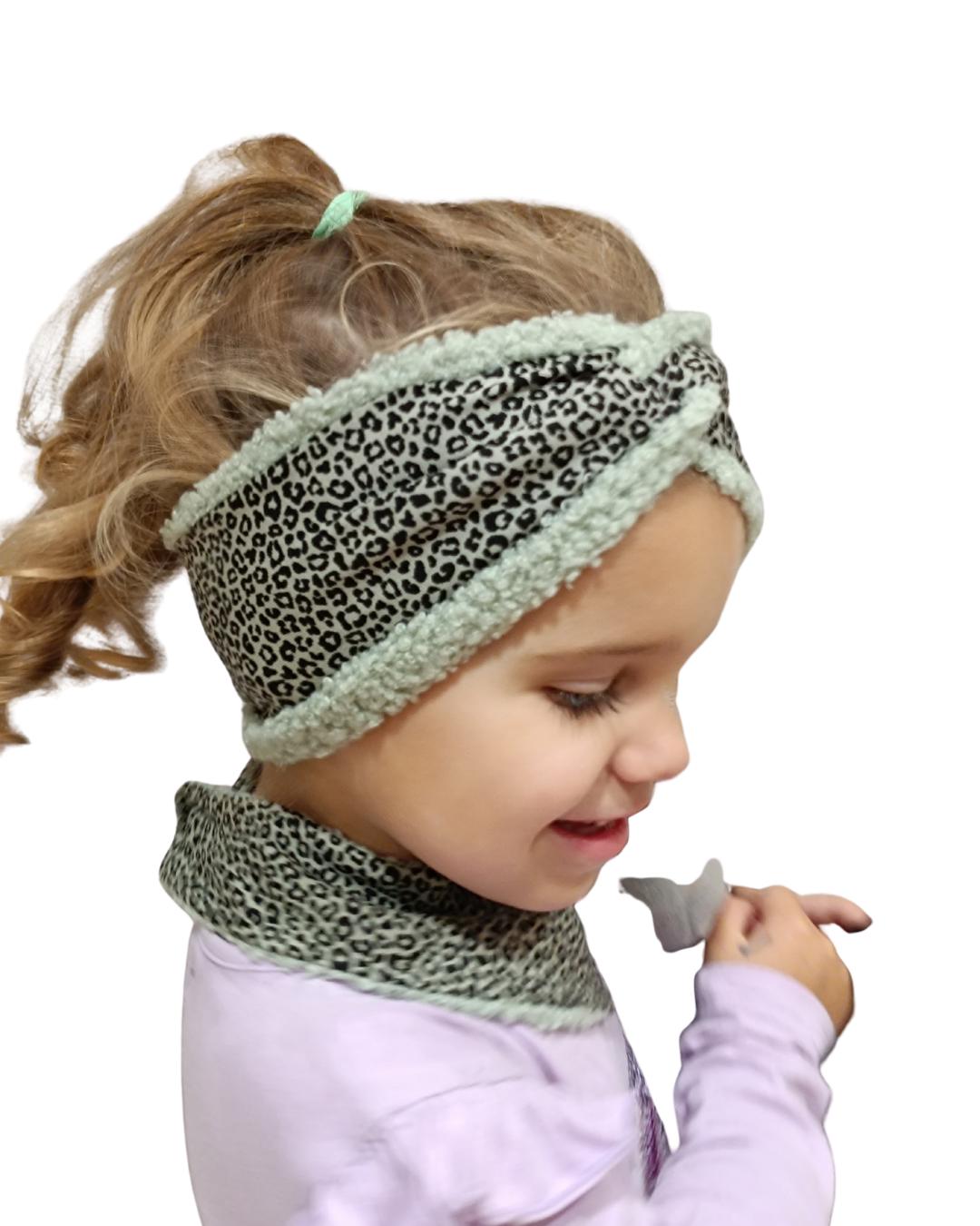 Kinder Halstuch und Stirnband Set | Leo Halstuch Baby & Kind | Teddy Fleece | wendbar | warm und weich | verschiedene Größen und Farben