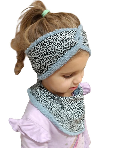 Kinder Halstuch und Stirnband Set | Leo Halstuch Baby & Kind | Teddy Fleece | wendbar | warm und weich | verschiedene Größen und Farben