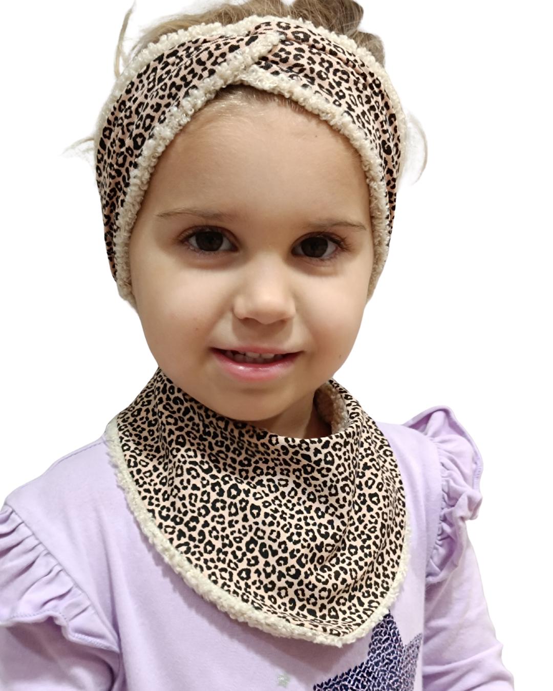 Kinder Halstuch und Stirnband Set | Leo Halstuch Baby & Kind | Teddy Fleece | wendbar | warm und weich | verschiedene Größen und Farben