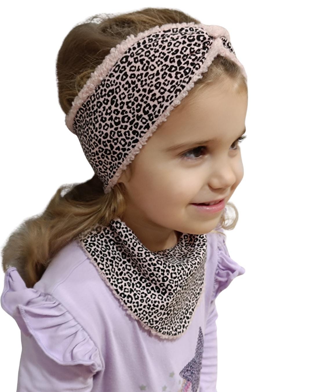 Kinder Halstuch und Stirnband Set | Leo Halstuch Baby & Kind | Teddy Fleece | wendbar | warm und weich | verschiedene Größen und Farben